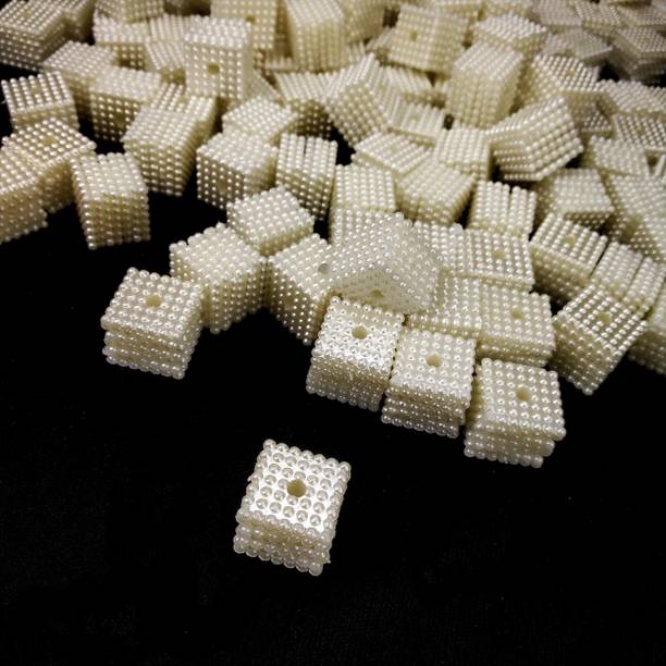 Adhvik (Pack of 100 Gram) Open Cube Shape Bead Craft Material for Artificial Jewelery