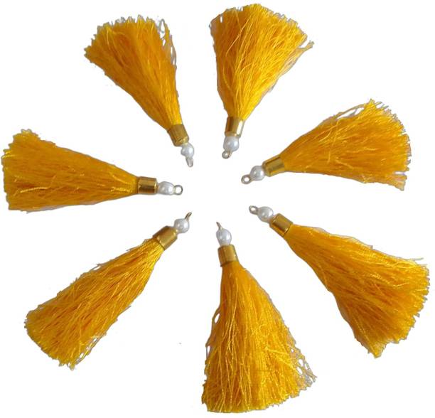 LARON FINERYS YELLOW 3 INCHES SILK THREAD TASSELS (PACK OF 50)