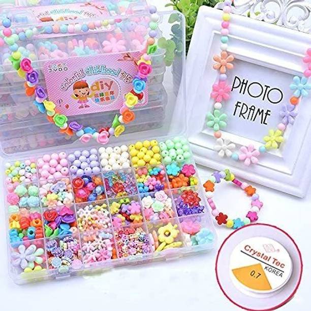 PINK&BLACK Beads for Kids Diy Kit For Jewellery Making,Children's Beads Making Kit Necklace
