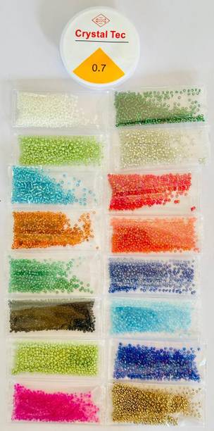 MOSOKHO Glass Seed Beads Neon & Opaque DIY Kit (15 Colors Size: 2mm,Multi)