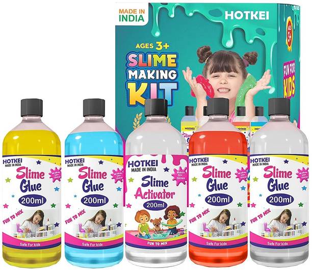 होटकी (Makes 40+ Slimes)DIY Activator Glue Gel Kit Set Toy for Boys Girls Kids