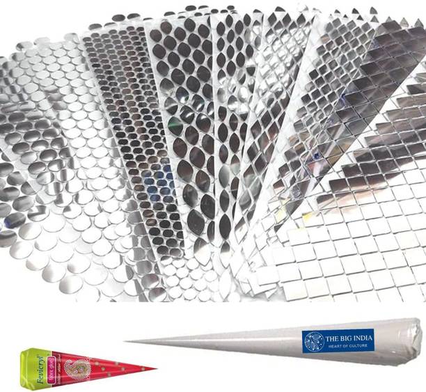 Qroof Mirror Sticker Sheets 10 Sizes & Shapes , Ceramic cone and glue