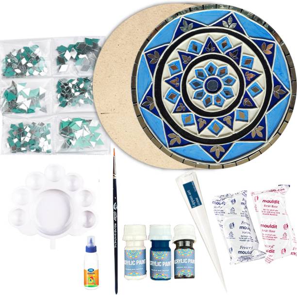Qroof Lippan DIY Art Material with Ceramic Cones, Mould It Clay Mirrors Blue Small