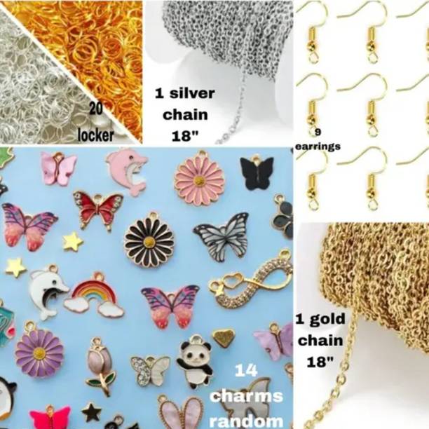 Qroof 14 charms with jewellery making material combo for women and girls