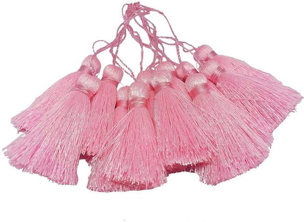 PRANSUNITA 12 PCS Silky Floss Craft Handmade Tassels with Loop for Souvenir, Bookmarks