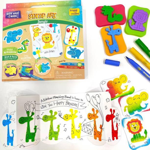 इमेजिमेक Stamp Art - Jungle - DIY Kids Art Set - For Girls and Boys 3 Years+
