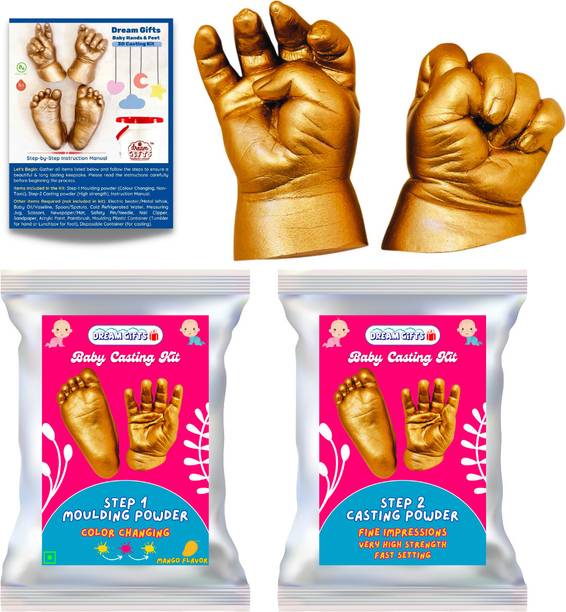 Dream Gifts Baby 1 Hand 3D Casting Kit (Moulding Powder 175 GMS, Casting Powder 250 GMS, Yellow)