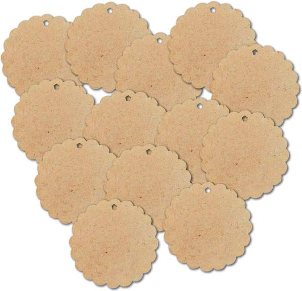 The Crafthives Blank Unfinished Pine Wood Circle Cut Out for Key Ring-Set of 25