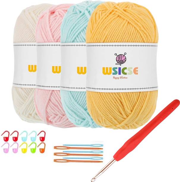 Qroof 4 PCS Crochet Thread for Crochet and Knitting