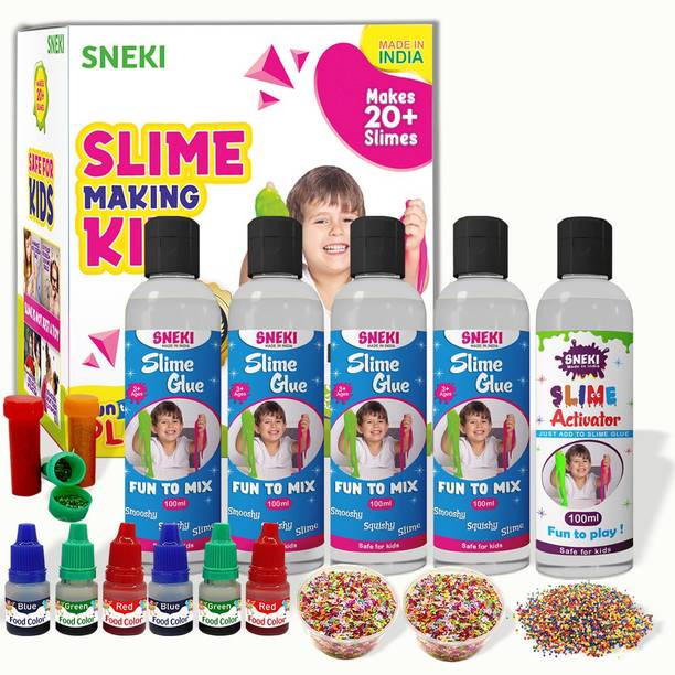 स्नेकी DIY (20+Slime) Multicolor Putty Toy Slime Activator Glue Making Kit Set for Kids