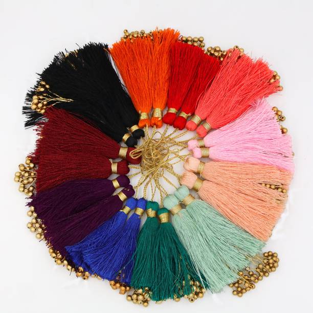 Patwa Traders 24pcs Tassels, 12 Shades for Sarees, Dresses, Home Decor,Crafting (Multicolour)