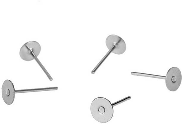 Sharum Crafts Quilling And Jewellery Making Acessories Earring Stud Pin - Silver ( 5