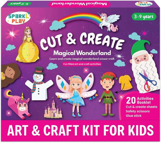 SparkLPlay Scissor Skills Art & Craft Kit. 20 Fun Creative Activities For Kids Ages 3 to 9