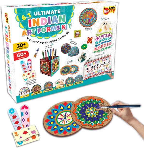 Little Berry 6 in 1 Indian Art Forms Kit - DIY Art & Craft Kit for Girls & Boys 5-99 Years