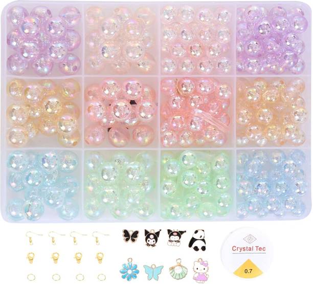 ambitieux DIY 12 8 and 10 mm rainbow design beads Bracelet Making Kit and accessories