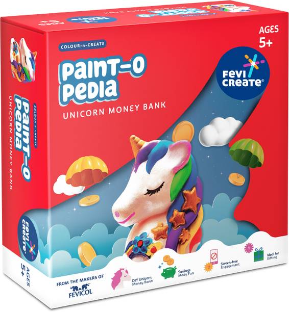 फेविक्रिएट Paint Your Own Unicorn Money Bank Kit - Ideal Gift for Girls 5+