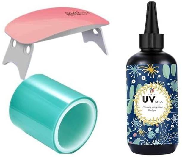 KTrading UV Resin 100gm Kit | Quick Cure Clear Resin with UV Lamp for Crafts & Jewelry