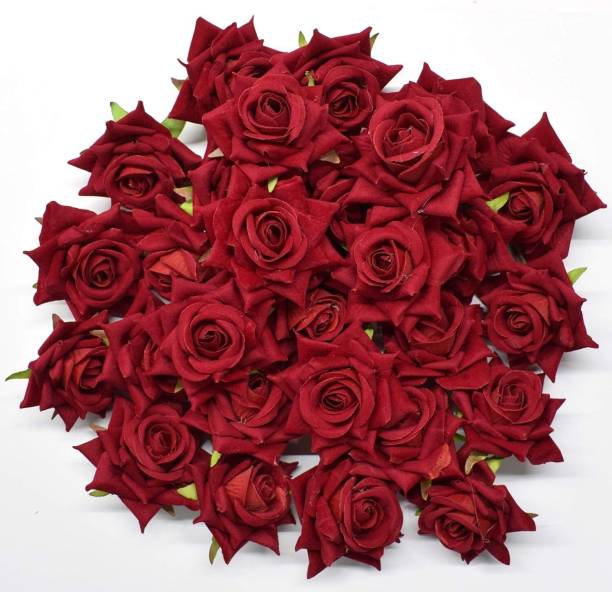 ASIAN HOBBY CRAFTS Artificial Fabric Flowers Roses for Decoration Purposes 5 pcs Bunch : Size: 7cm