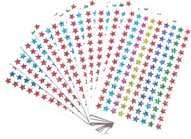 Qroof Glittering Star Stickers In 10 Sheets Multicolours
