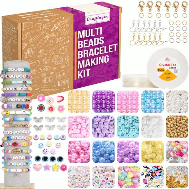 Craftinger Multi Beads for Jewellery Making Kit, Colorful Beads Set for Kids