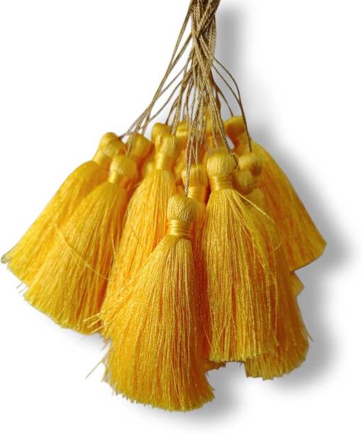 wesoulgifts Yellow Tassel Latkan Hanging Fringe Thread 10 Pieces