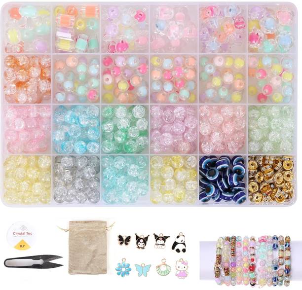 ambitieux DIY Bracelet Making Kit 575+ Beads Jewelry Set with Glass Double Charms Pendants