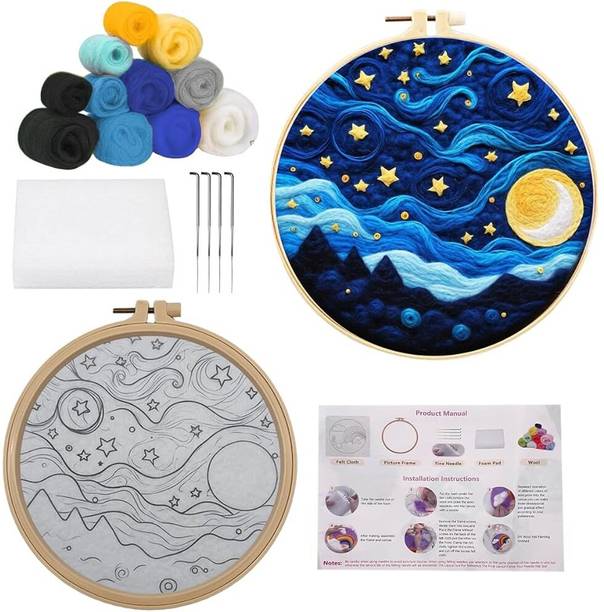 Verilux Needle Felt Starter Set with Wool Bag Felting Needles Foam Pad Felt Cloth Manual