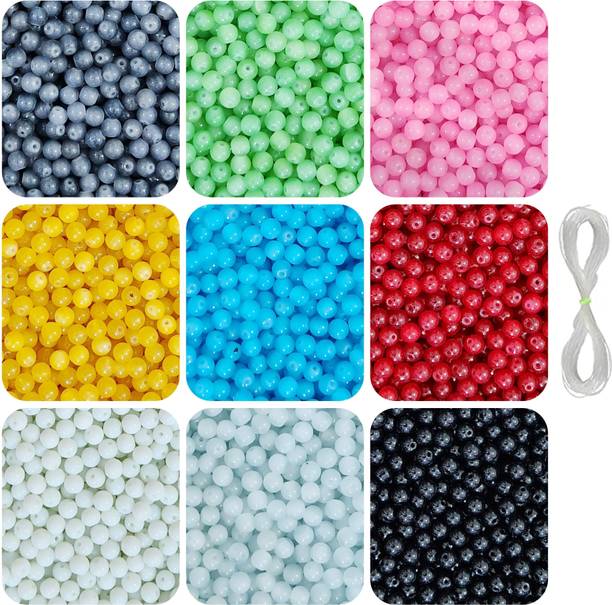 REGLET 210 Pcs Jelly Glass Beads for Jewellery Making Bracelet Necklace - 150 Gram