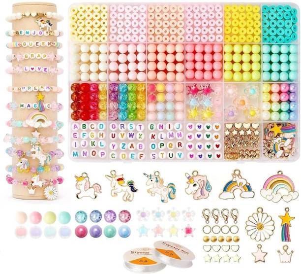 Tendula Unicorn Jewelry Making Kit for Girls, DIY Bracelet Necklace Pendant Making Beads
