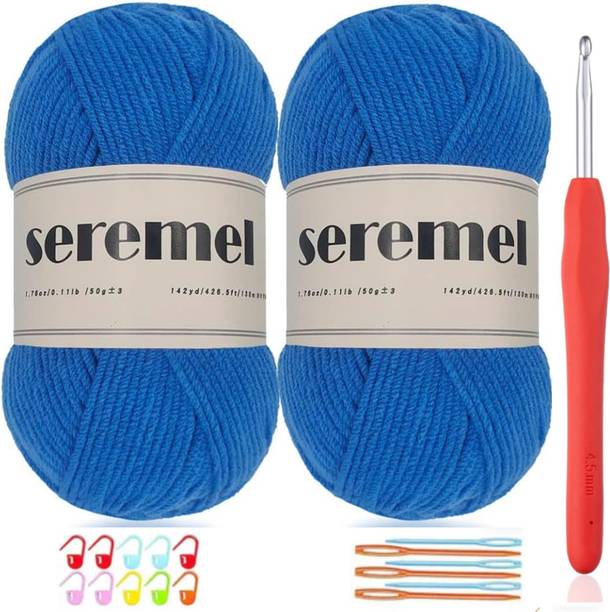 Qroof 2 PCS Crochet Crochet Hook , Stitch Markers and Needles -Blue