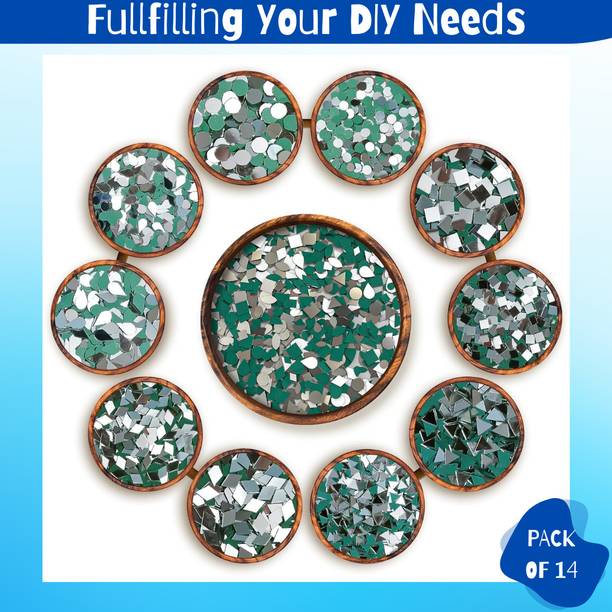 Qroof 10 Variety Mirrors for Crafts , Lippan, Fabric, Mandala Art, Jewelry Making