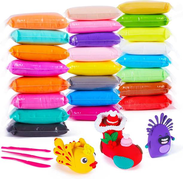 AS TOYS colorful soft playing clay kit for children, pack of 24pcs