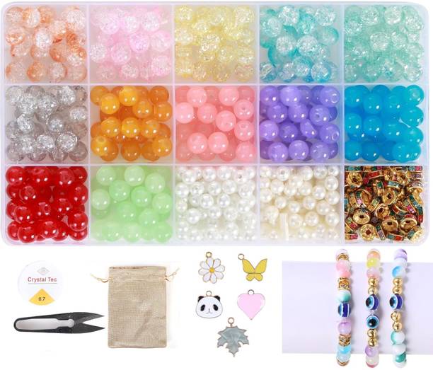 ambitieux DIY 15 400+ mix glass beads with 5 charms Bracelet Making Kit