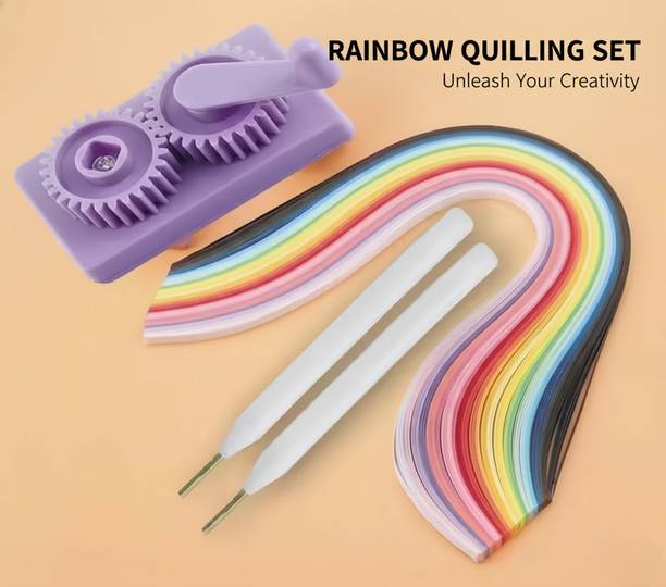 KHUSHA CREATIONS Quilling Kit with Crimper & Multi-Color Strips Dual-Tip Quilling Tools Needles