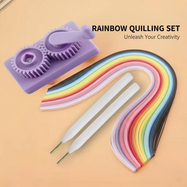 KHUSHA CREATIONS Quilling Kit with Crimper & Multi-Color Strips Dual-Tip Quilling Tools Needles