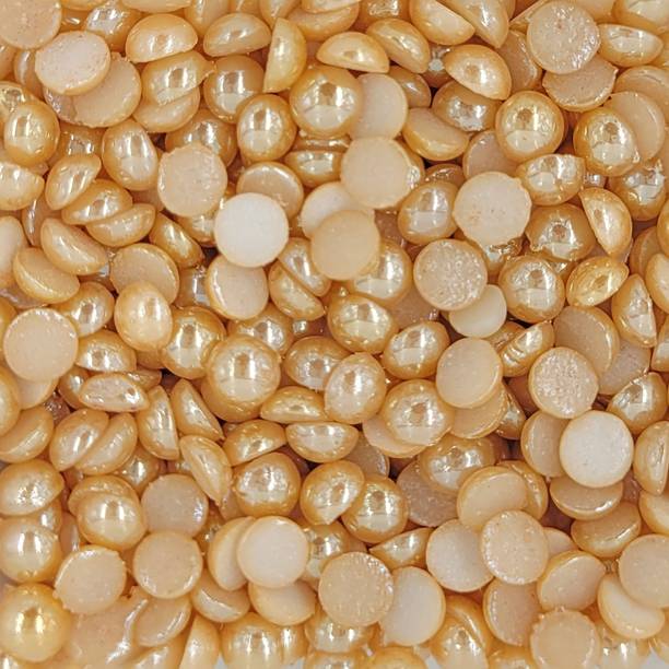 INDIKONB 5mm Rose Gold Half Cut Pearls for Craft – 90g Pack