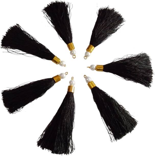 LARON FINERYS BLACK 3 INCHES SILK THREAD TASSELS (PACK OF 50)