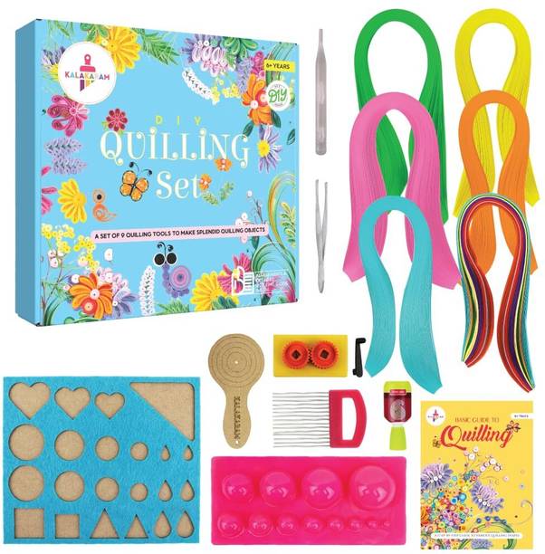 Kalakaram Paper Quilling Kit, Paper Stripes Art Box Activity for Girls, Hobby Craft Kit