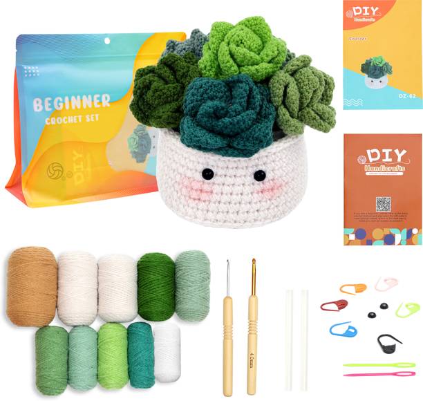 picknMAKE Succulent Crochet Kit DIY Amigurumi Crochet Starter Kit with Yarn