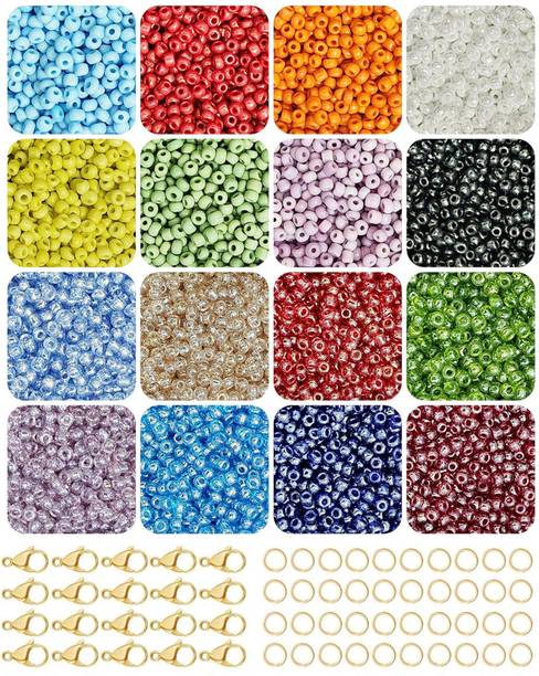 Qroof Glass Seed Beads for Bracelets Making, 16 Colors