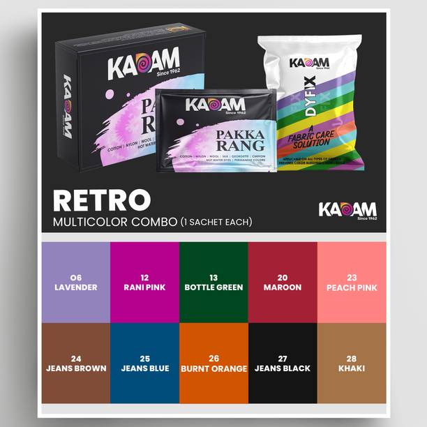 KADAM , 10 Shades Multicolor Fabric Dyes