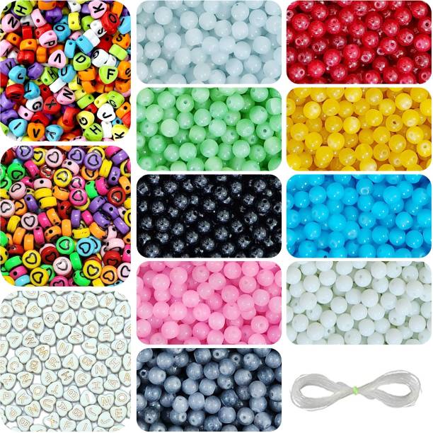 REGLET 2215 Heart Alphabet Beads , Emoji & Jelly Glass Beads for Jewellery Bead Craft