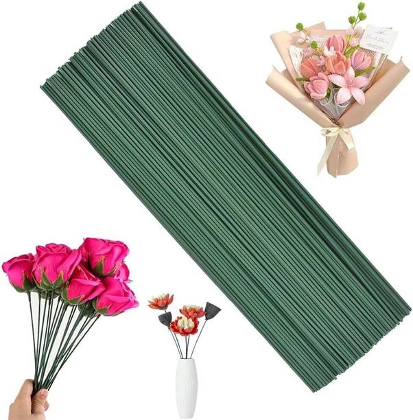 M T BROTHERS 2mm Artificial Flower Making Wire, Long Floral arrangement Decoration Green Dried Sticks, Daisy, Lily, Gerbera, Rose, Sunflower, Tulips, Cherry Blossom Artificial Flower