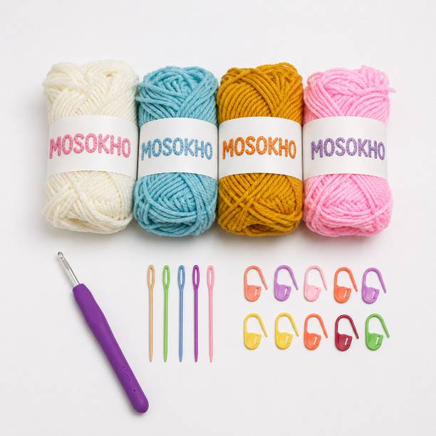 MOSOKHO Perimium Quality 4 PCS Crochet Thread for Crochet and Knitting