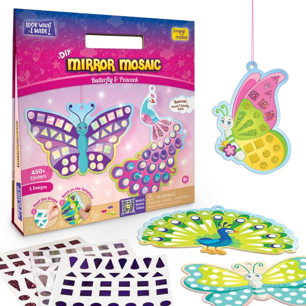 इमेजिमेक Mirror Mosaic : Butterfly & Peacock |DIY Mosaic Art and Craft kit