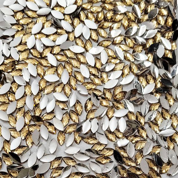 INDIKONB Gold Oval Resin Rhinestones for Craft & Jewelry – 45g Pack (3x6MM)