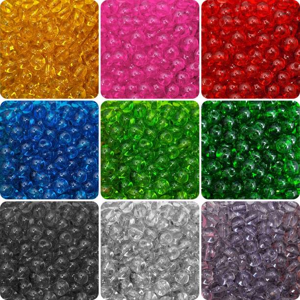 INDIKONB Multicolor 6mm Transparent Glass Pearl Beads for Jewellery