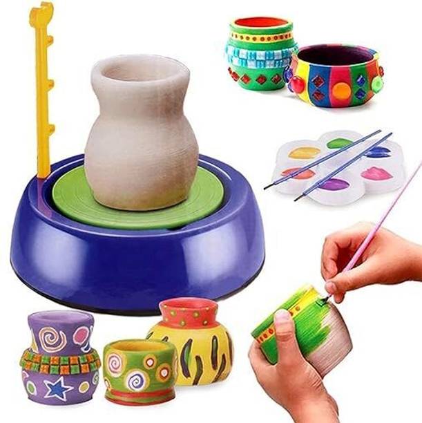 मायहुडविंक Pottery Wheel Battery Operated & Painting Kit, Arts & Crafts For kids 8-16 Years