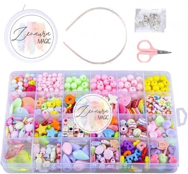 Zenaura Magic Bracelet Making Kit Beads Set, Girls Jewellery Making Kit, Pendants Bracelet Kit