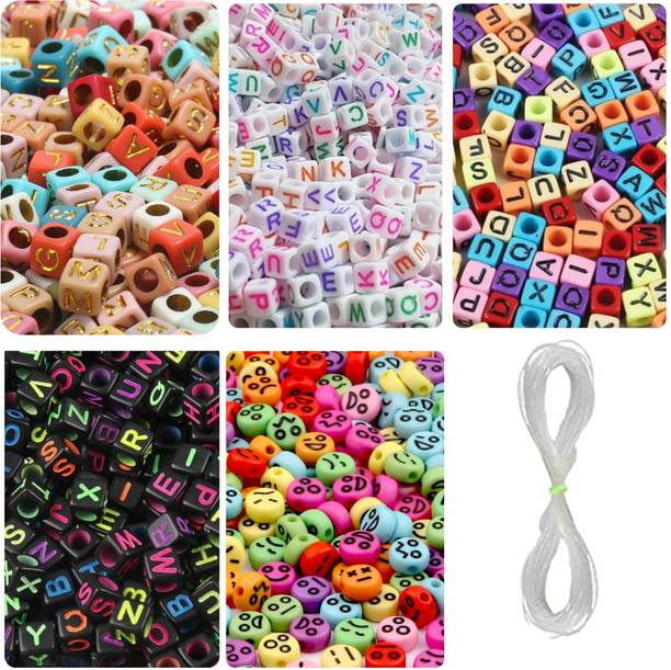 Qroof Letter Beads and Smiley Beads for kids